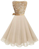 Boatneck Sleeveless Retro Inspired Dress, Sizes XSmall - 3XLarge (US Size 0 - 18W) Champagne Sequin