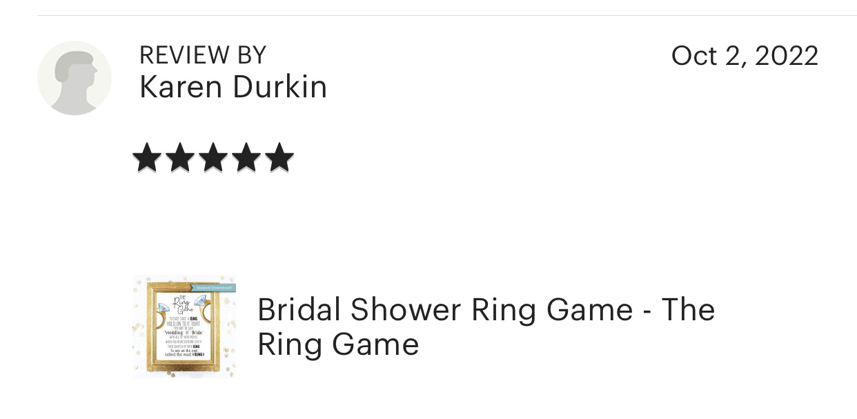 Bridal Shower Ring Game - The Ring Game