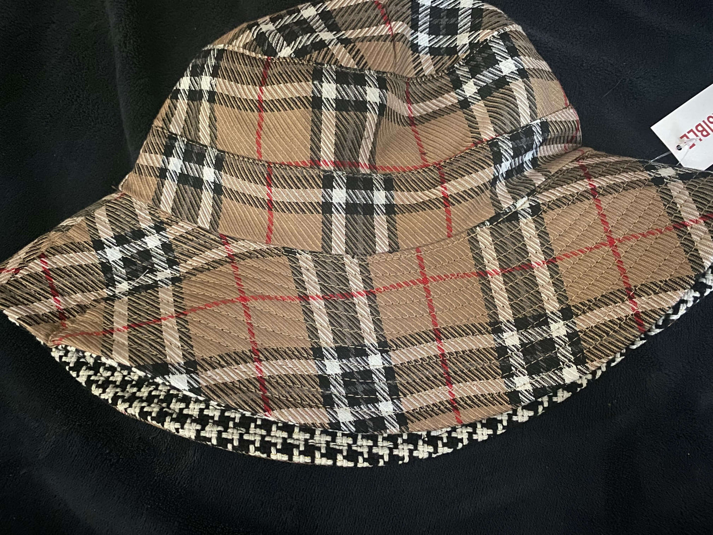 Reversible Bucket Hat - Brown Plaid & Classic Houndstooth