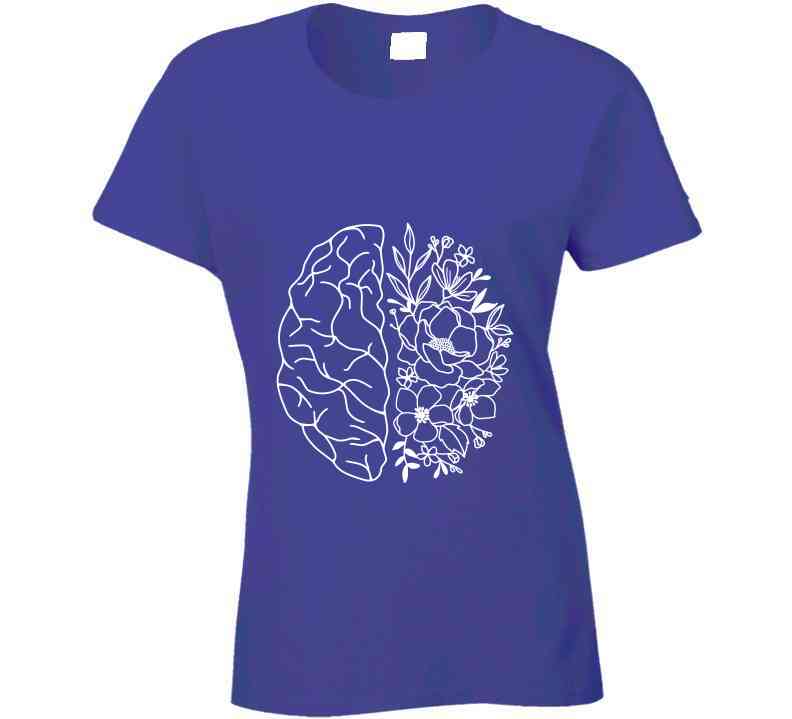 Floral Brain Mental Health Awareness Ladies T Shirt