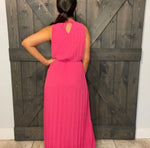 I Owe You Woven Maxi Dress - Solid Fuchsia Woven Baby Pleated Dress, Sizes Small to Large