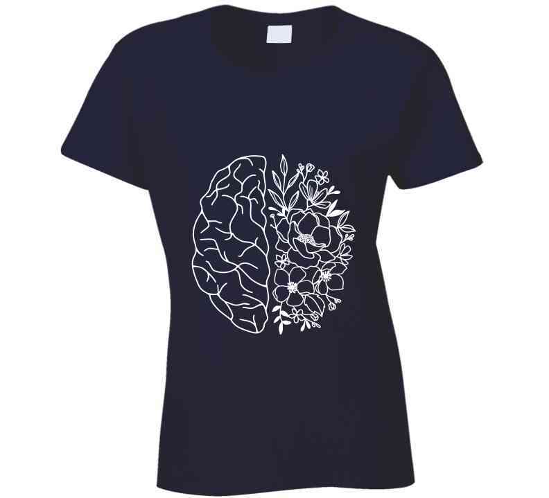 Floral Brain Mental Health Awareness Ladies T Shirt