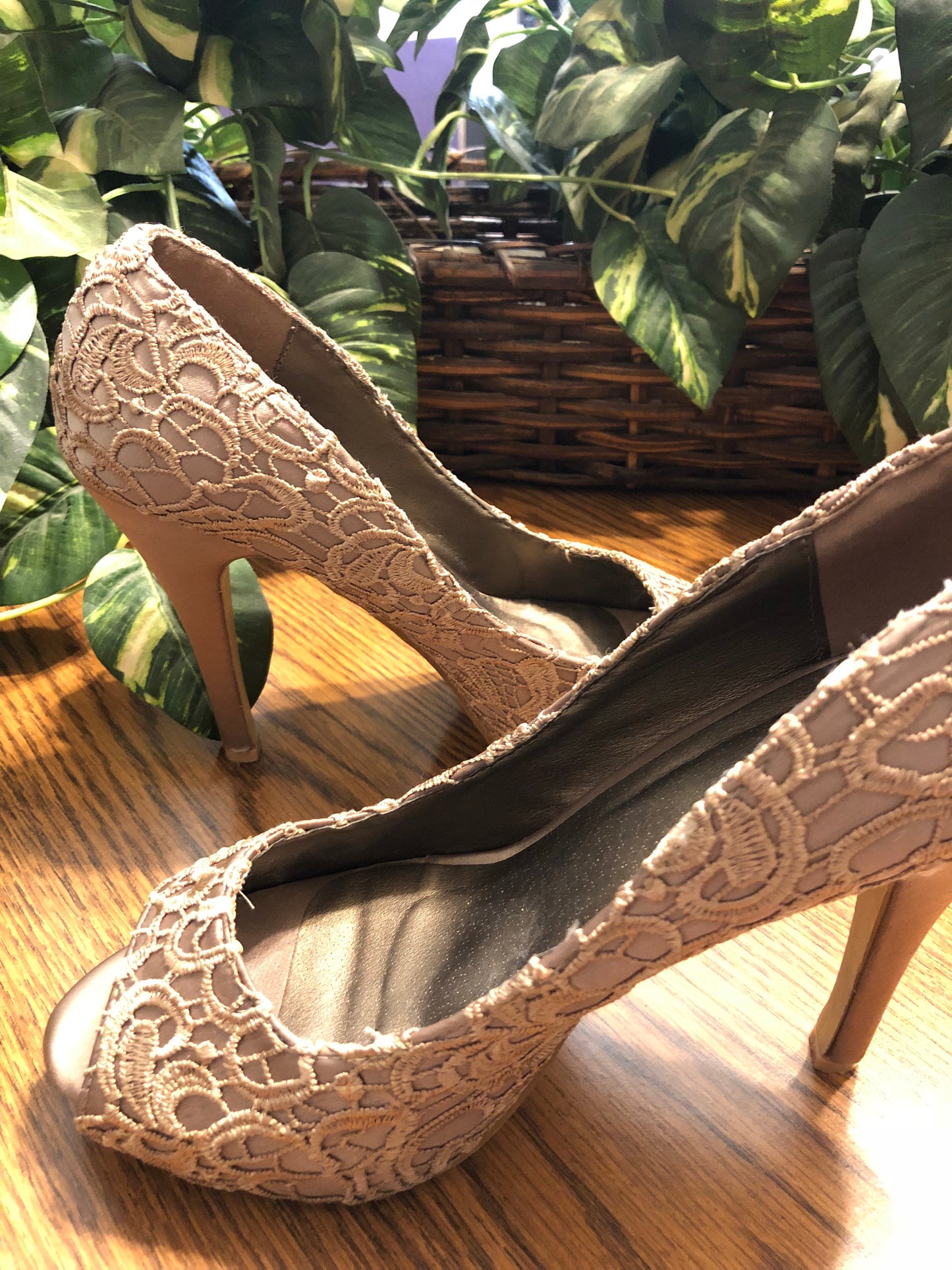 Gold Embroidered Heels from Paris, US Size 8 - Used