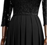 Long Black Lace Patterned Dress, Sizes Small - 2XLarge (US 4 - 18)