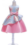 Little Girl’s Formal Floral Print Dress, Sizes 2T - 9 years (Pink & Blue)