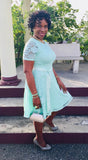 Vintage Inspired Full Lace Cocktail Dress, Sizes Small - 3XLarge (Mint)