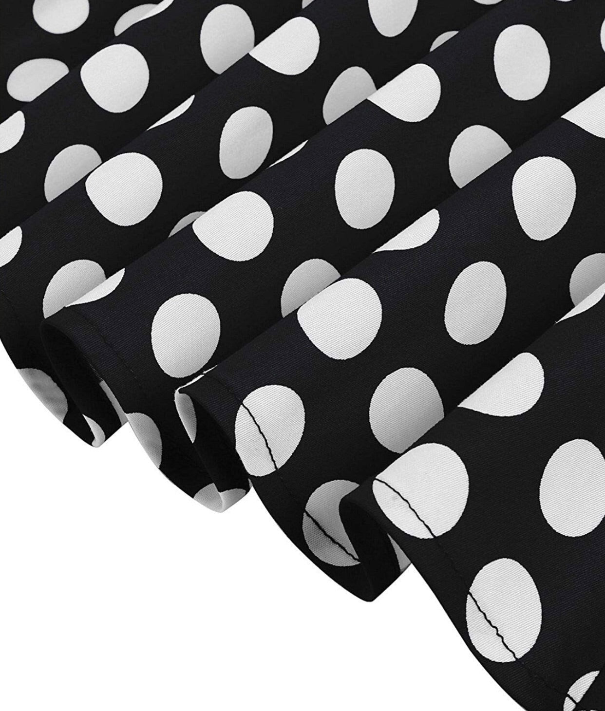 Rockability Cap-Sleeve Dress, Black with White Polka Dots, Sizes XS - 3XL