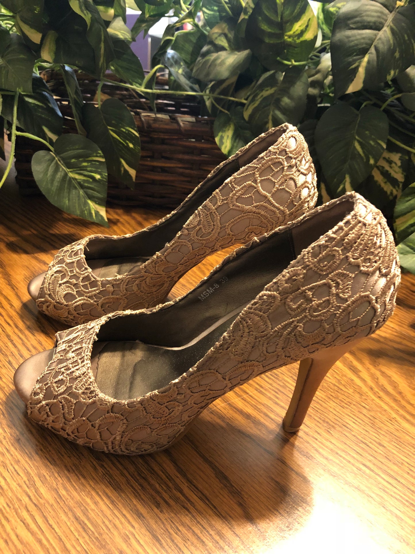 Gold Embroidered Heels from Paris, US Size 8 - Used