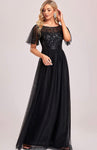 Empire Waist Embroidery Formal Dress (US Sizes 4 - 26) Black