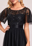 Empire Waist Embroidery Formal Dress (US Sizes 4 - 26) Black