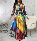 Retro-Centric Full Length Button Down Dress, Sizes Small - 3XLarge