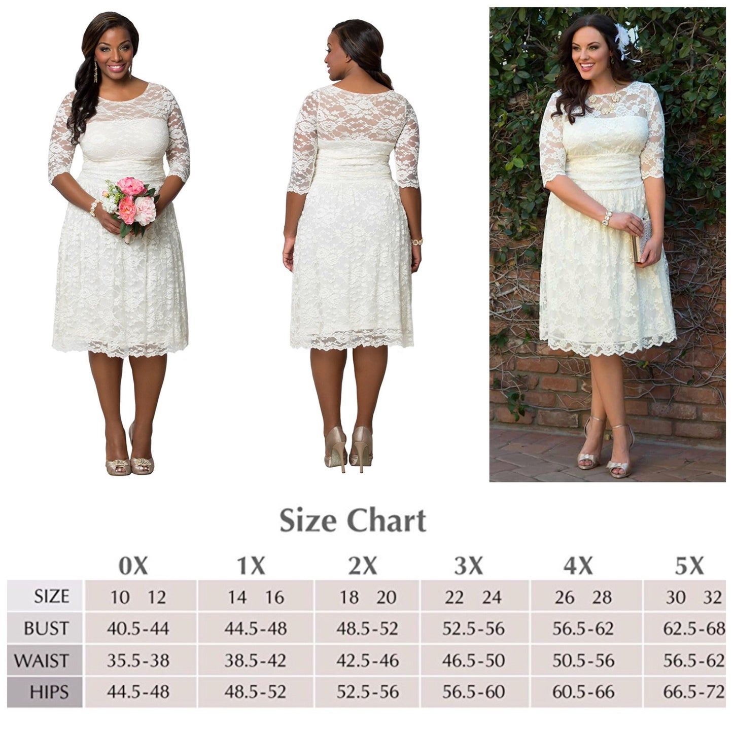 Kiyonna Women's Plus Size Aurora Lace Wedding Dress, US Sizes 10 - 32