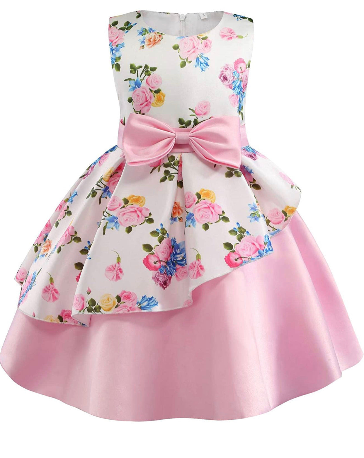 Little Girl’s Formal Floral Print Dress, Sizes 2T - 9 years (Pink)
