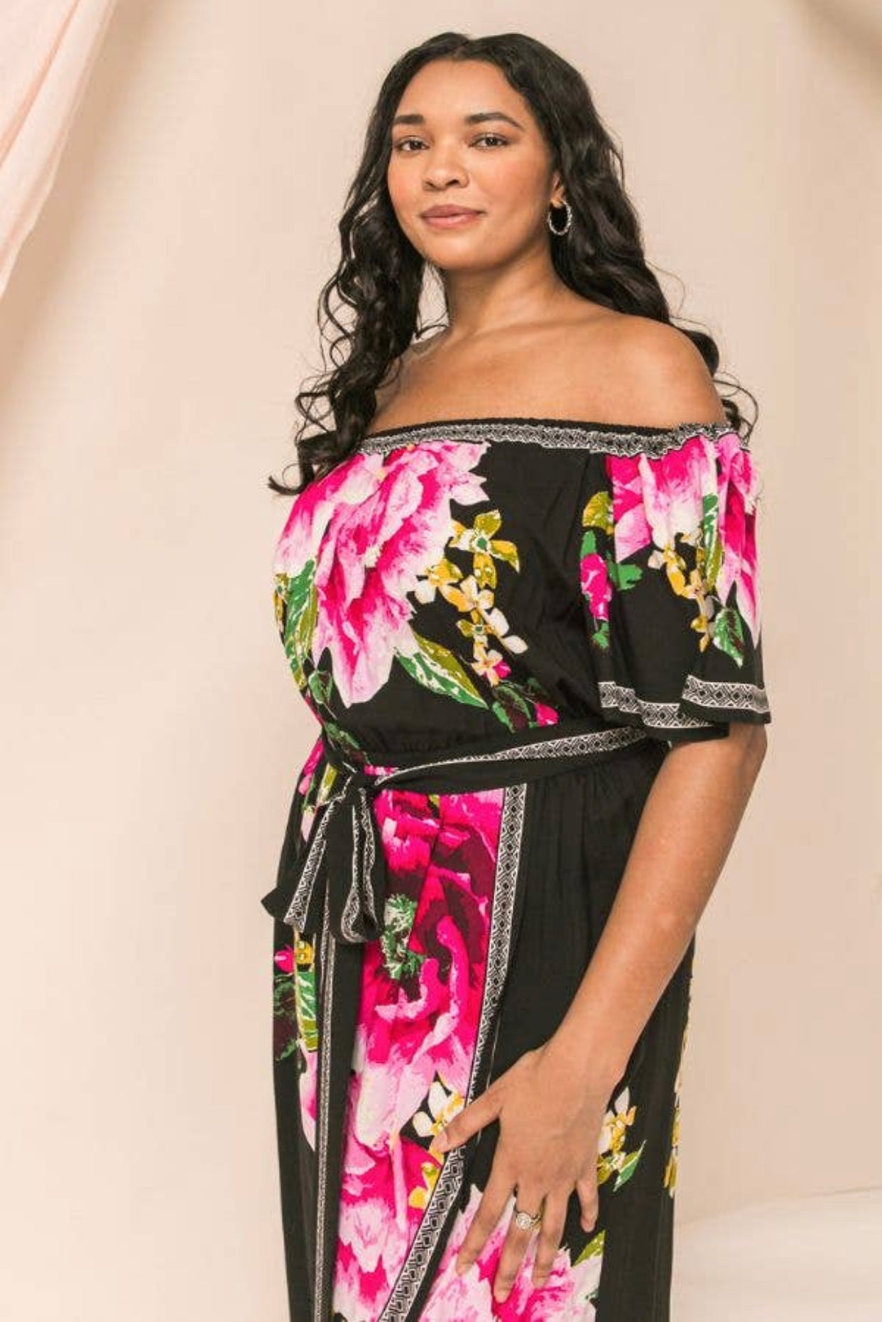 Plus Size Fashion Off Shoulder Floral Dress, Sizes 1X - 3X