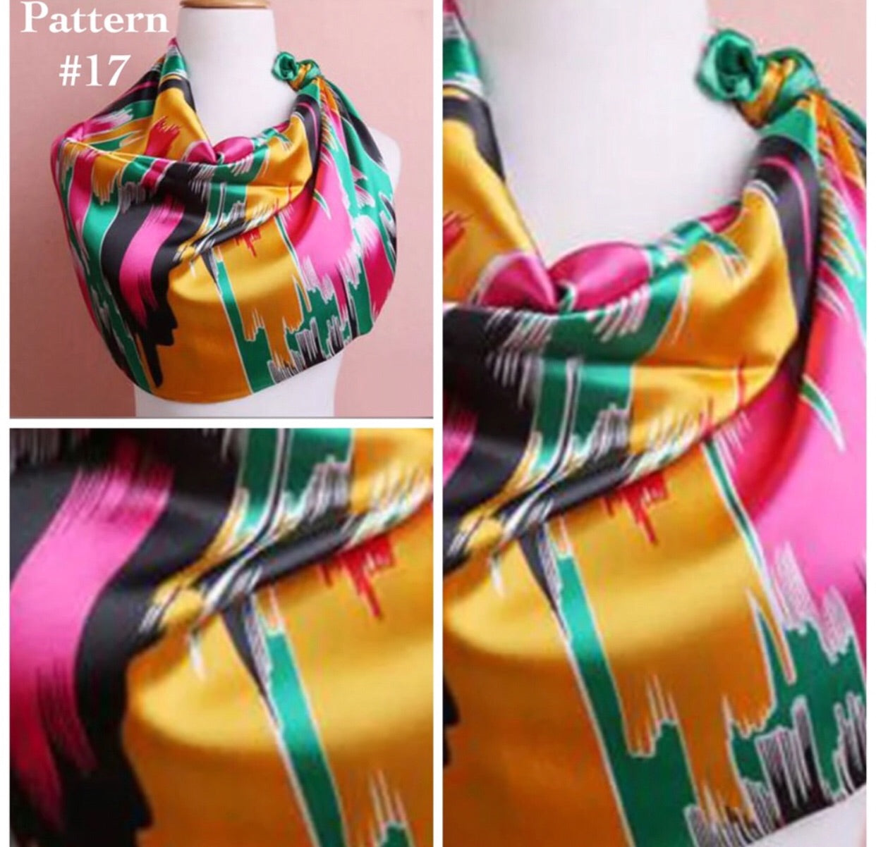 Silk Satin Scarves, Six Color Options