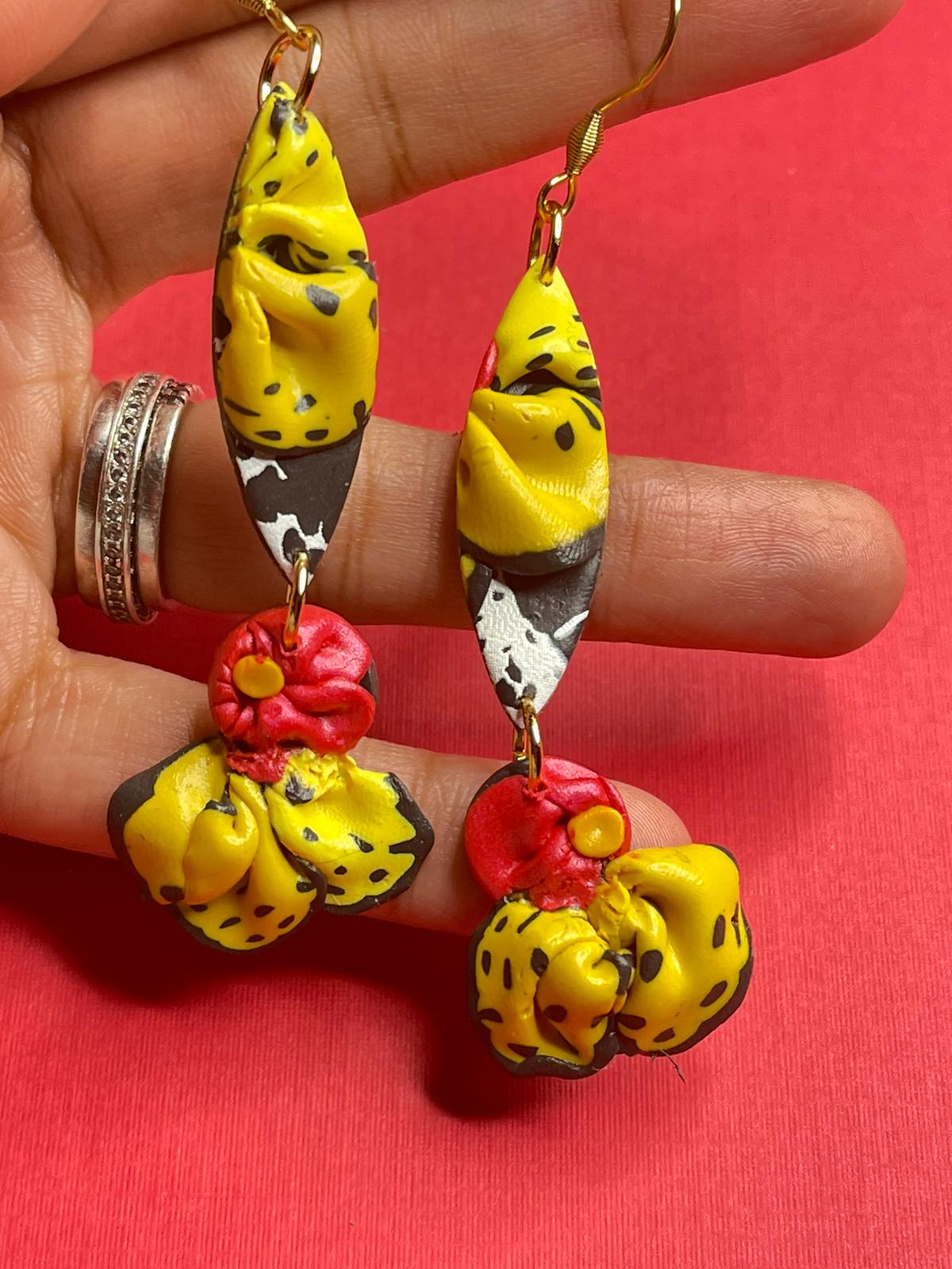 Hand Made Bumble Bee Drop Earrings