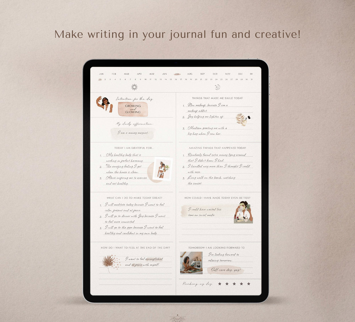 Goodnotes Digital Day and Night Daily Gratitude Journal, 393 pages