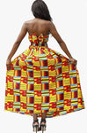 African Print Skirt Kente Traditional Wax Print Adjustable Strap Skirt