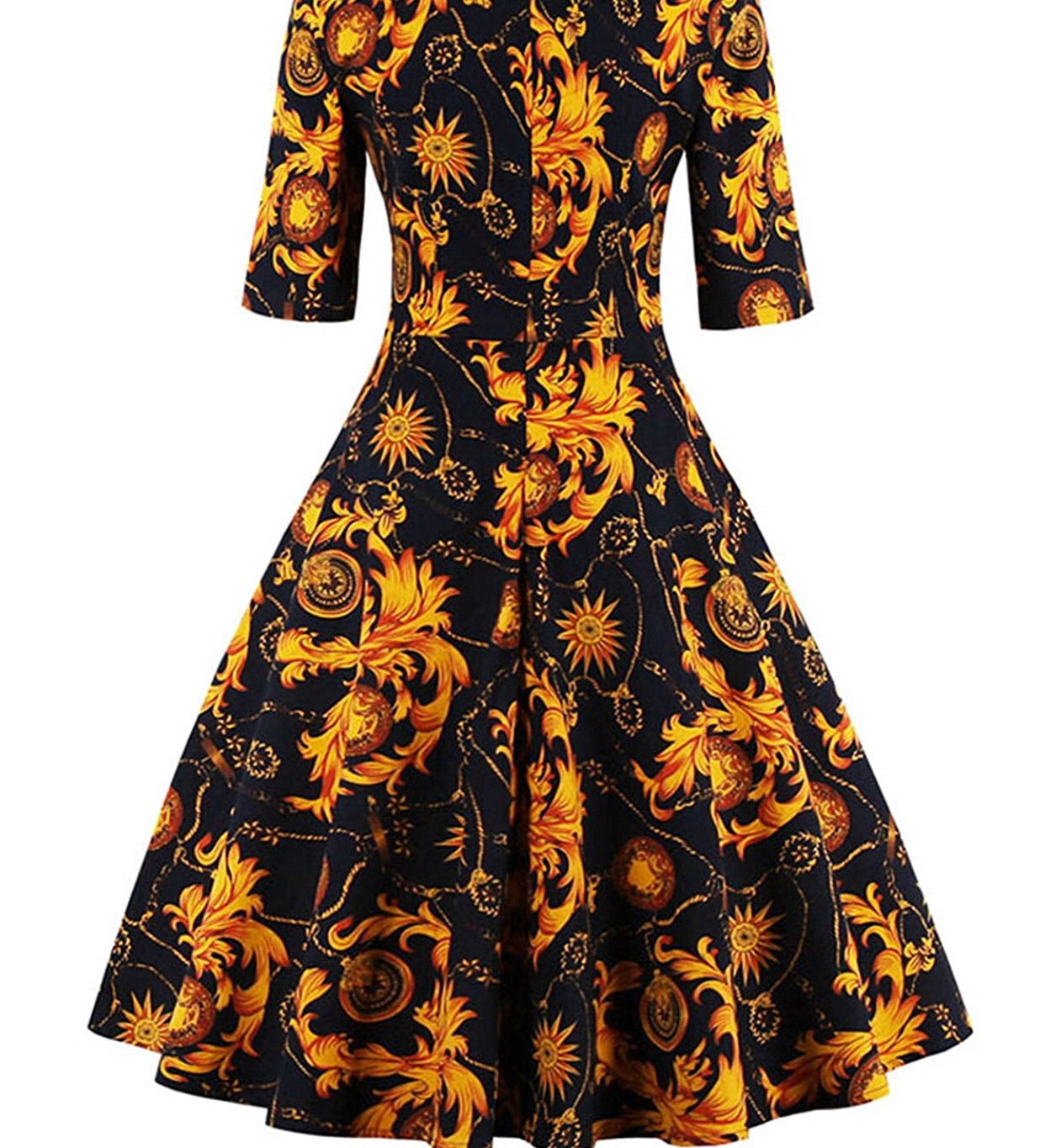 Rounded Neck Floral Swing Dress, Sizes Small - 4XLarge