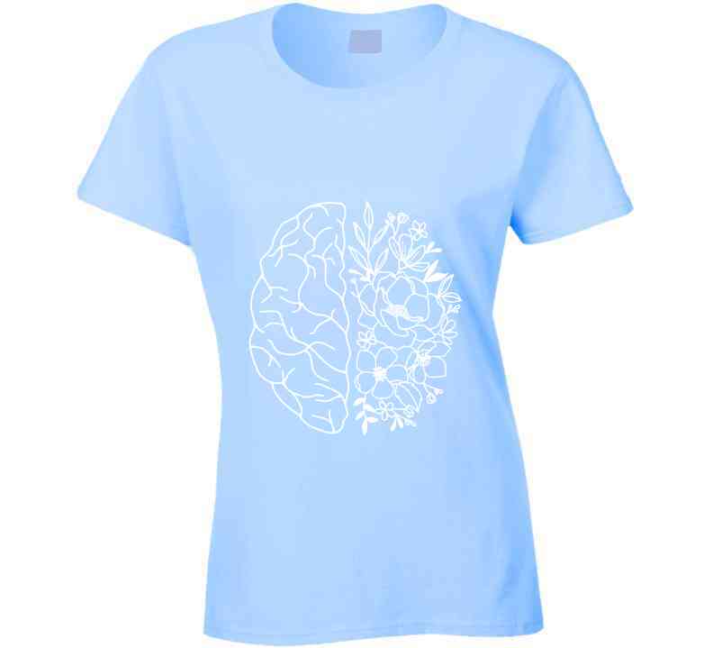 Floral Brain Mental Health Awareness Ladies T Shirt