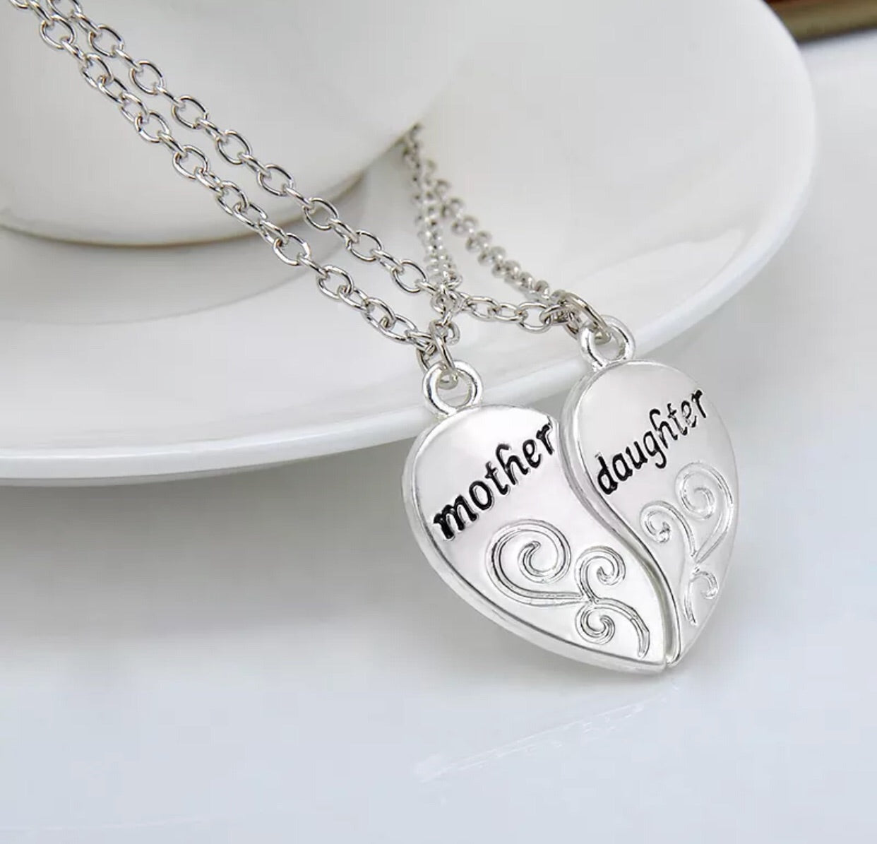 Mother and Daughter Heart Necklace