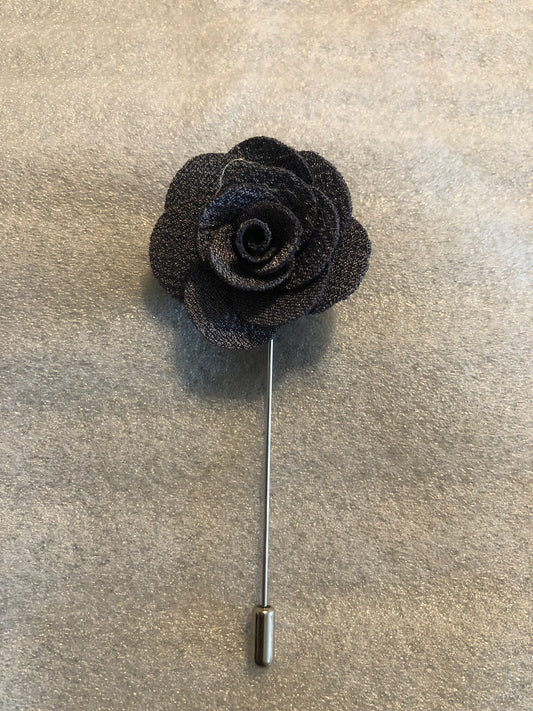 Handmade Flower Lapel Pin - Gray