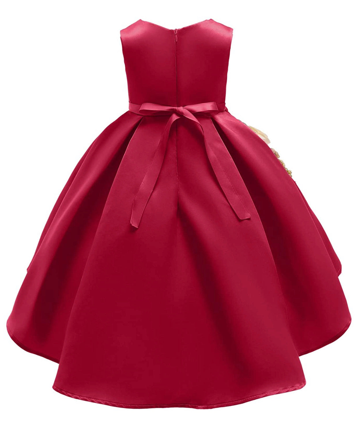 Lovely Full Flower Girl’s Dress, Sizes 2T - 9T (Red)