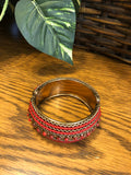 Red and Gold Beaded Cultural Toned Bracelet