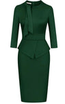 Vintage Inspired Peplum Dress (Sizes Small - 2XLarge) Green