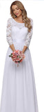 Women’s Elegant 3/4 Sleeve Empire Waist Wedding Dress, US Sizes 4 - 24