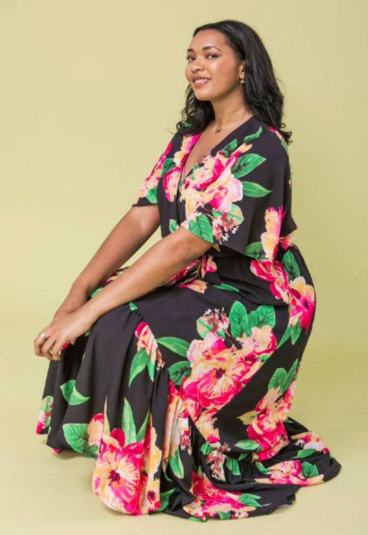 Floral Printed Maxi Dress, Sizes 1X - 3X