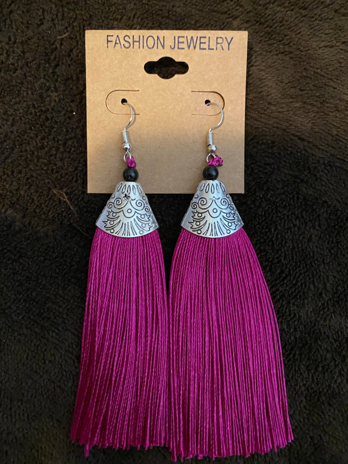 Fish Hook Pierced Tassel Fringe Earrings