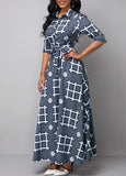 Retro-Centric Full Length Button Down Dress, Sizes Small - 3XLarge