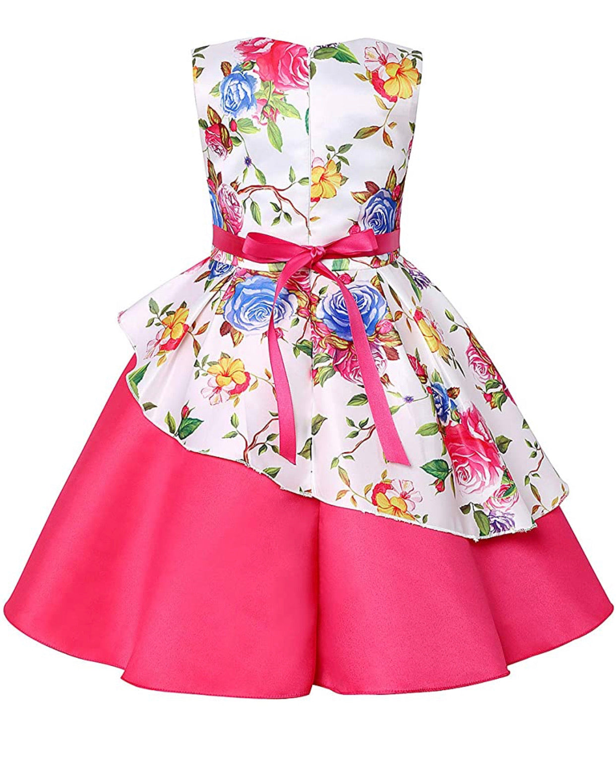 Little Girl’s Pink Floral Bow-Tie Party Dress, Sizes 2T - 14 years