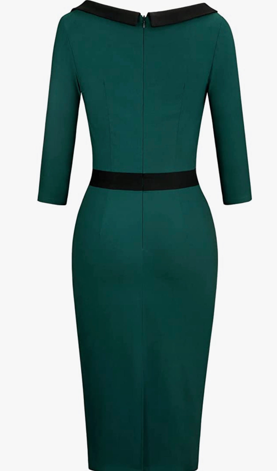 Green Vintage Inspired 3/4 Sleeve BodyCon Dress Sizes Small - 2XLarge (US 4 - 18)