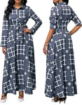 Retro-Centric Full Length Button Down Dress, Sizes Small - 3XLarge