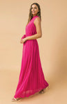 I Owe You Woven Maxi Dress - Solid Fuchsia Woven Baby Pleated Dress, Sizes Small to Large