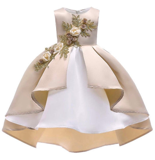 Lovely Full Flower Girl’s Dress, Sizes 2T - 9 (Champagne)