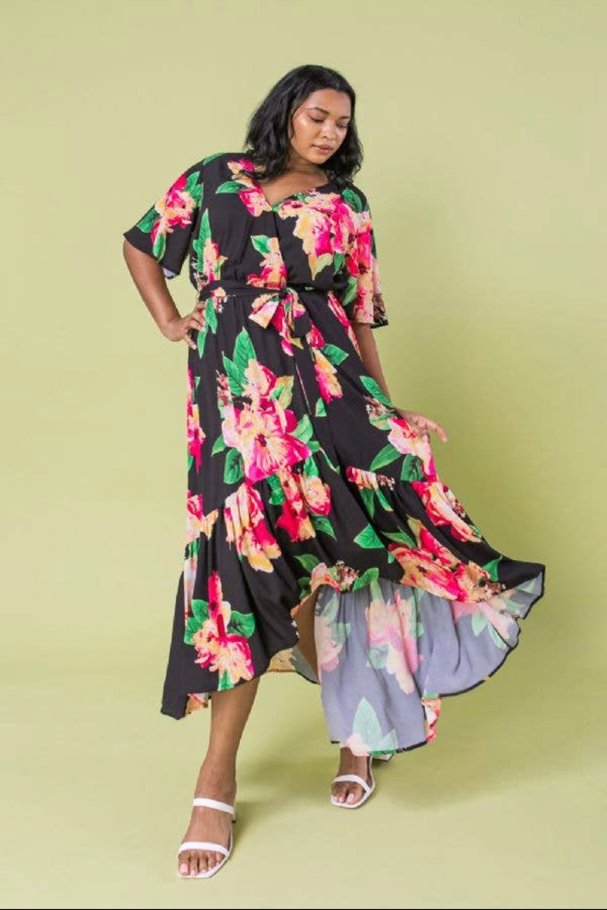 Floral Printed Maxi Dress, Sizes 1X - 3X