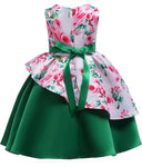 Little Girl’s Formal Floral Print Dress, Sizes 2T - 9 years (Green)
