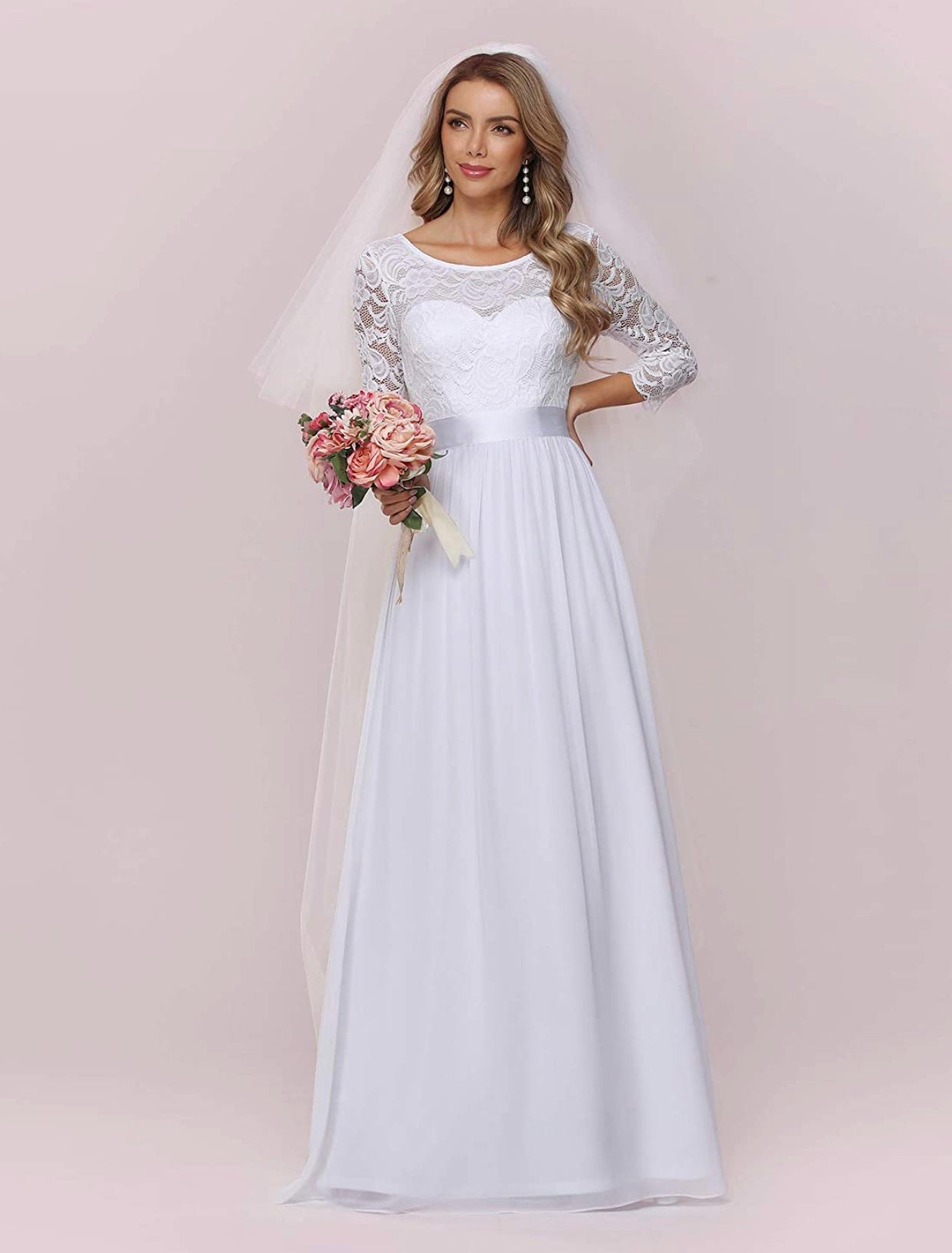 Empire Waist Chiffon Wedding Dresses with Straps