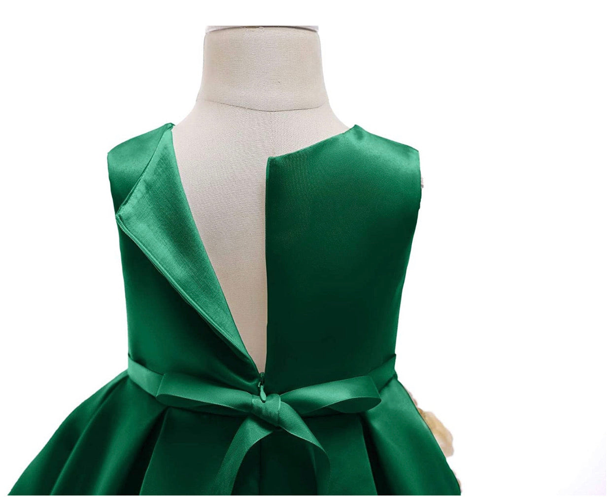 Lovely Full Flower Girl’s Dress, Sizes 2T - 9 (Green)