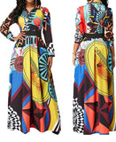 Retro-Centric Full Length Button Down Dress, Sizes Small - 3XLarge