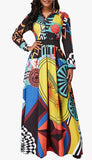 Retro-Centric Full Length Button Down Dress, Sizes Small - 3XLarge