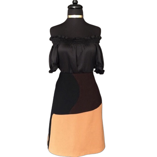 Harve Benard Brown Tone Color Block Skirt, US Size 8 - Gently Used
