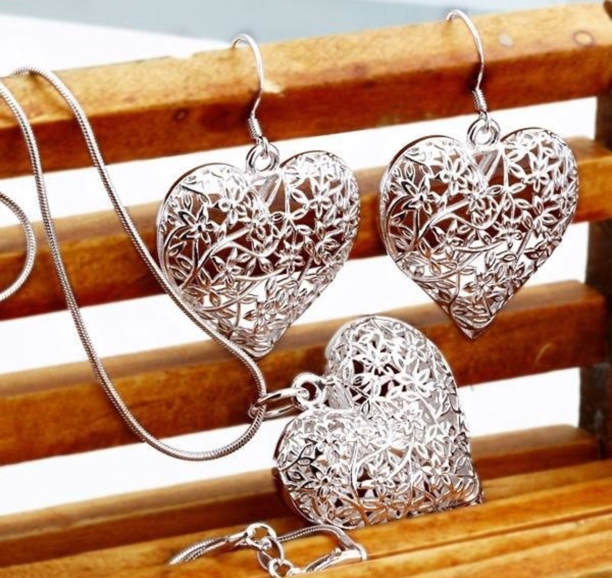 Silver Earrings & Necklace Set