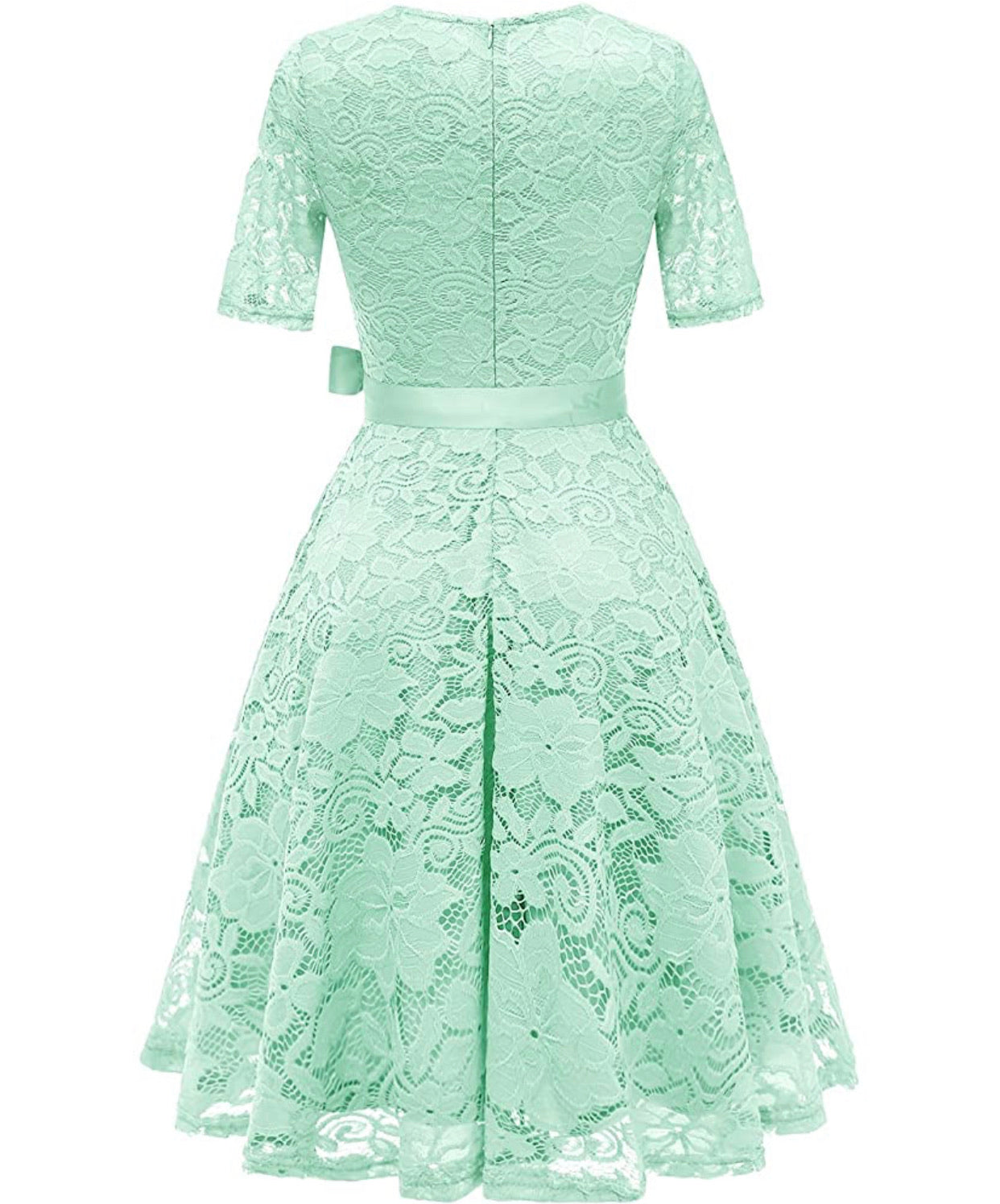 Vintage Inspired Full Lace Cocktail Dress, Sizes Small - 3XLarge (Mint)