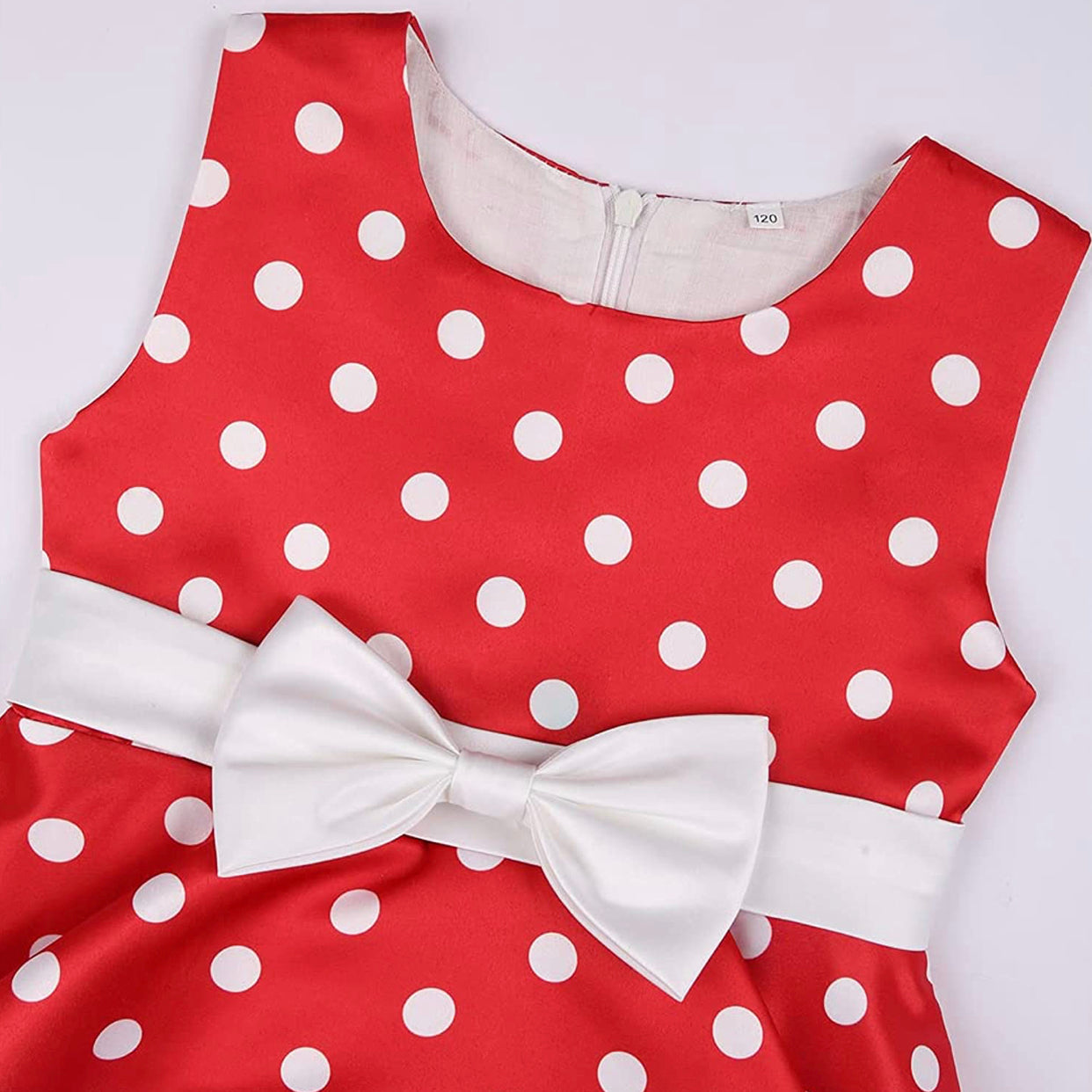 Little Girl’s Formal Red Polka Dot Print Dress, Sizes 2T - 9 years