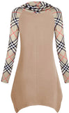 Cowl Neck Plaid Long Sleeve Top, Size XXL