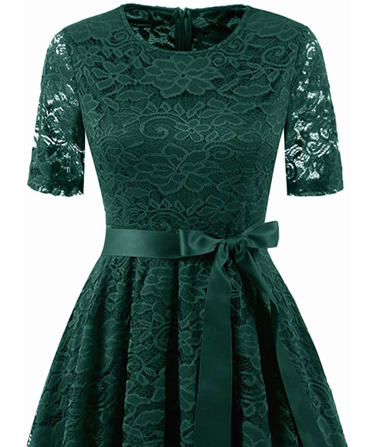 Vintage Inspired Full Lace Cocktail Dress, Sizes Small - 3XLarge (Green)